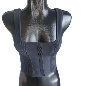 Dynamite Black Ribbed Crop Tank Top S